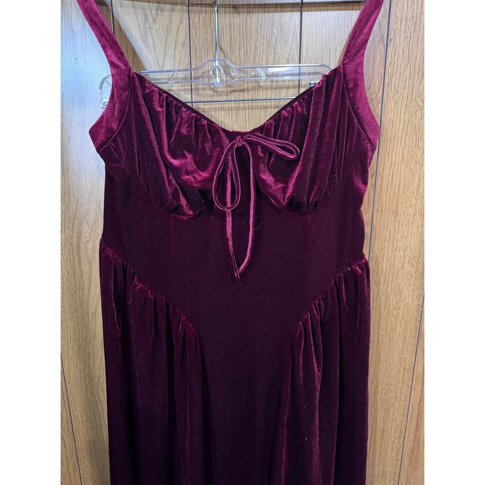 SHEIN Burgundy Velvet Maxi Dress Sleeveless Halter Tie Front Wine Red 4XL Plus